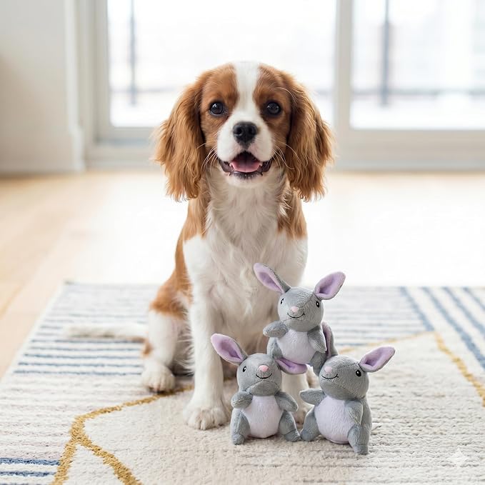 ZippyPaws Burrow Replacement Miniz - Interactive Dog & Puppy Toys for Boredom, Stimulating Pet Products to Keep Them Busy, Plush Refills for Hide & Seek Puzzle, Squeaky Toy for Enrichment - Bunnies