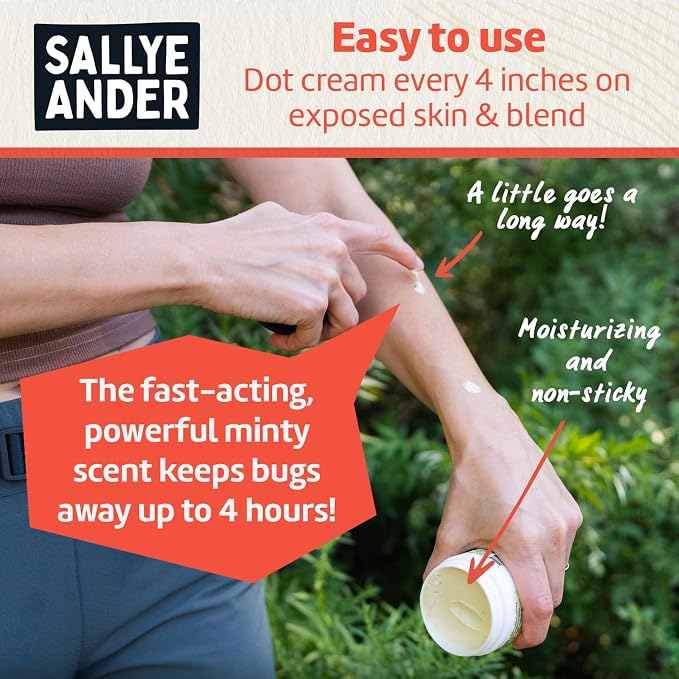 SALLYEANDER No Bite Me Natural Bug & Insect Repellent Lotion - DEET-Free Anti-Itch Cream - Safe for Kids, Infants & Adults - Repels Mosquitoes, Black Flies, Fleas & Ticks - Made in USA, 2oz