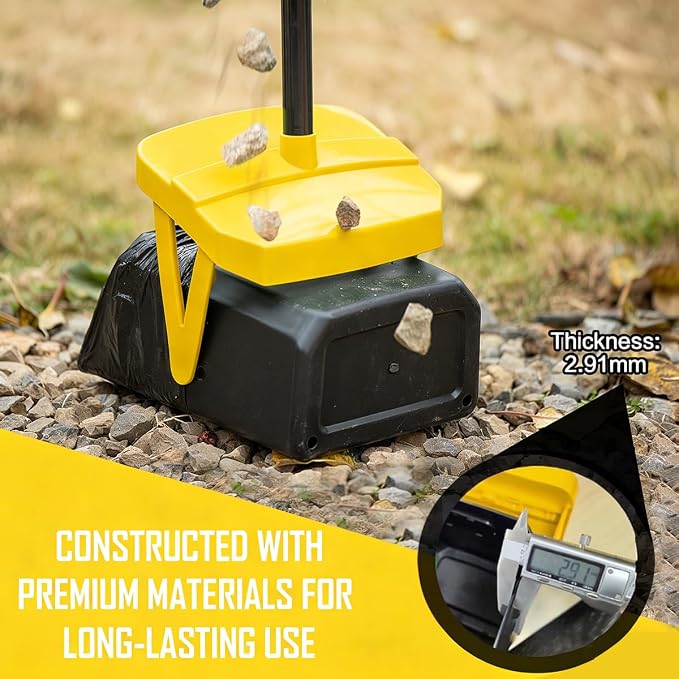 FUSBUNTY Pooper Scooper Swivel Bin & Rake with 100 Waste Bags, Dog Pooper Scooper with Bag Attachment for Large Medium Small Dogs, Poop Scooper with Lid for Lawn Yard Dog Kennel - Yellow