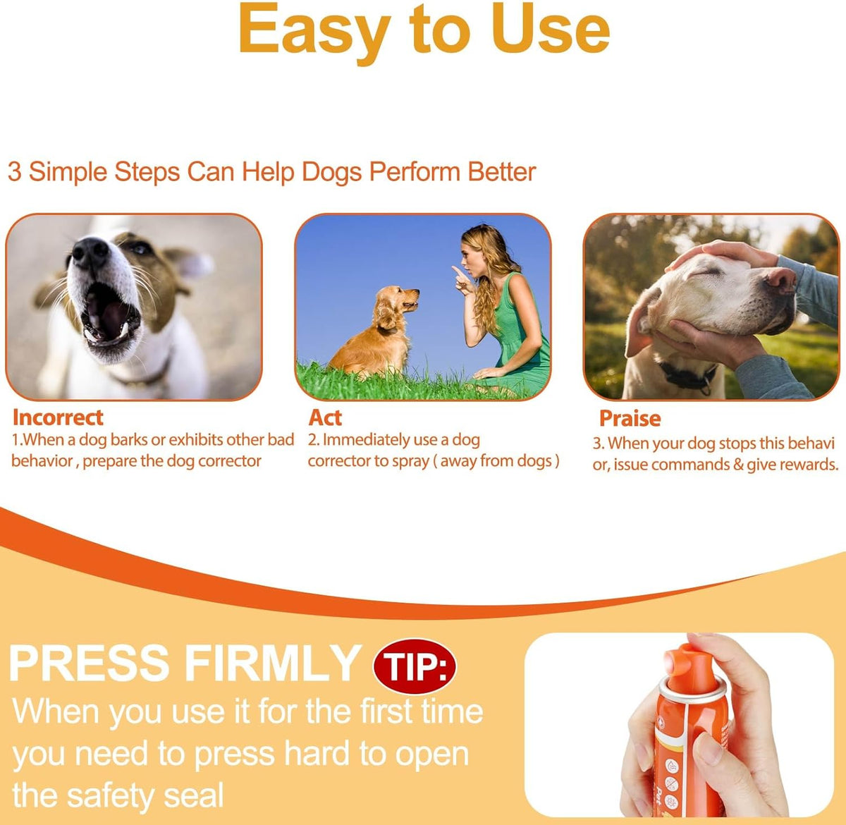 Spray Corrector Dog 80ml 4 Pack Spray Dog Trainer, Corrector Spray for Dog to Stops Barking, Jumping Up, Food Stealing, Dog Fights, Avoidance, Unwanted Dog Behaviour