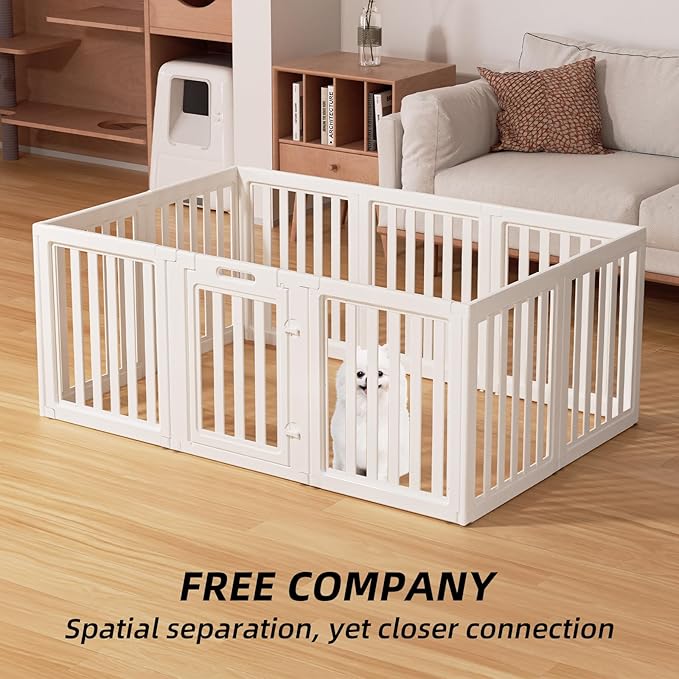 LoveTail Clear Dog Play Pen,Pet Playpen with Door,Easy to Clean and Install Puppy pens for Both Indoor and Outdoor use (White, 23.6" Height, 12)
