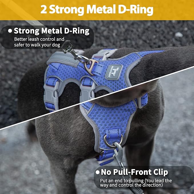 Escape Proof Harness for Dogs, No Escape Dog Harness, No Pull Dog Harness for Small Dogs with Handle, Reflective, Breathable,Durable, Adjustable Vest for Walking,and Running Gear(Vista Blue,S)