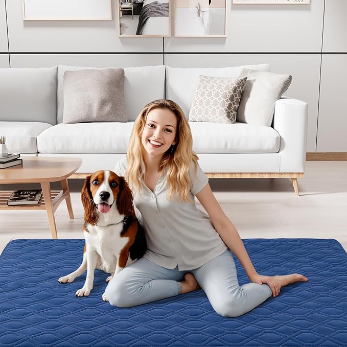 Smiry Reversible Waterproof Couch Covers for Sofa, Washable Dogs Pet Couch Covers for 3 Cushion Sofa Pet Friendly, Water Resistant Furniture Protector Slipcover, Geometric (52"x82", Navy/Blue)
