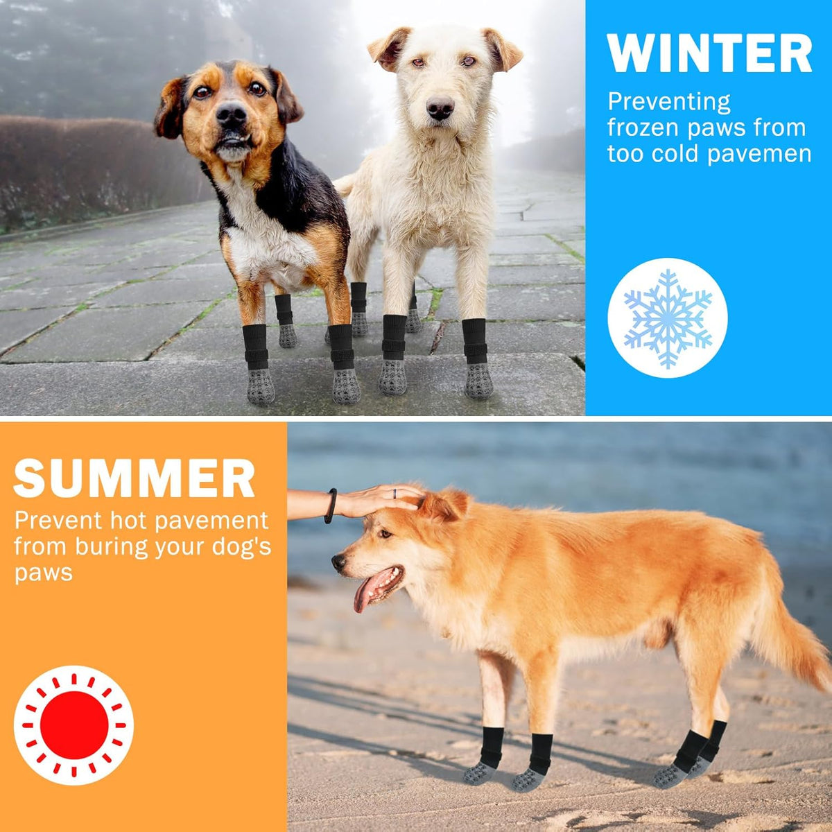 SCENEREAL Dog Socks to Prevent Licking Paws for Hardwood Floors Anti Slip, Dog Grippy Socks Shoes for Senior Small to Large Dogs, Dog Boots & Paw Protectors for Hot/Cold Scratching Pavement
