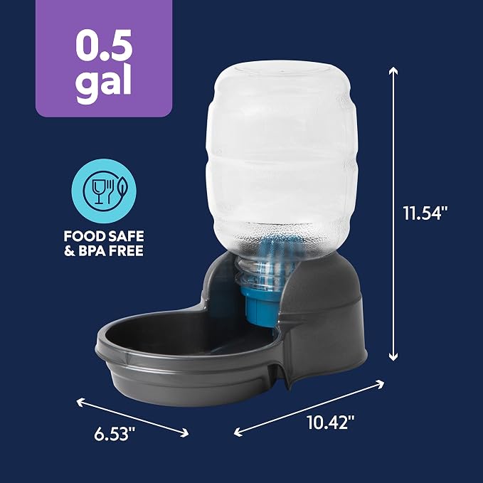 Petmate Replendish Gravity Automatic Dog Water Dispenser Pet Waterer and Pet Feeder Set with Microban Protection Base, 100% BPA Free, Wide Mouth Bowl - 0.5 Gallon Water, 2 lb Food