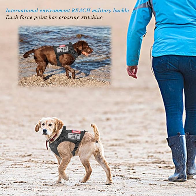 Tactical Service Dog Vest Harness for Medium Large Dog, Military K9 Training Dog Vest with Molle System Adjustable Tactical Puppy Harnesses with Handle (S, 3Black)