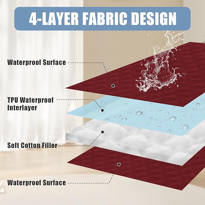 Smiry Waterproof Dog Bed Cover Pet Blanket, Soft Washable Dog Blanket for Furniture Bed Couch Sofa Reversible, Checkered (40"x70", Wine Red/Wine Red)