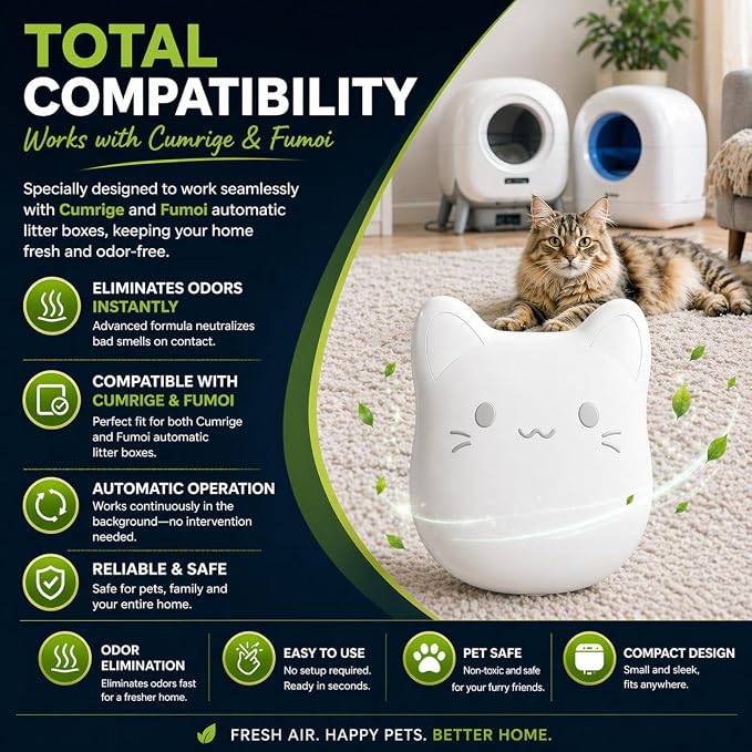 ProGuard® 6PCS Pets Deodorizing Pods for Cumrige Self Cleaning Litter Box, Odor Remover for Fumoi Automatic Cat Litter Box, Camellia Flower Scented, Long-Lasting Fragrance, Keep Home Fresh