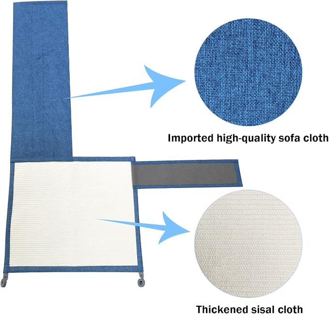 Cat Scratch Furniture Protector with Natural Sisal for Protecting Couch Sofa Chair Furniture,Couch Cat Scratch Protector 23.6" W*19.7" H (Dark Blue, Right Hand)