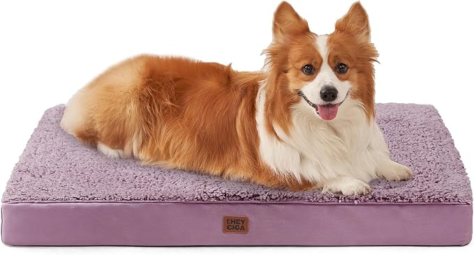 EHEYCIGA Orthopedic Dog Bed Large with Removable Washable Cover, 35x23 | Egg Crate Foam Support, Durable Oxford fabric, Non-Slip Bottom, Machine Washable, Soft Waterproof Plush Pet Bed Mat For Crate