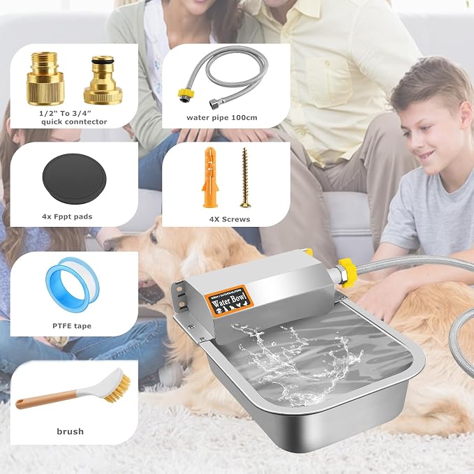 Automatic Water Dispenser for Dog,Heavy Duty Stainless Steel Water Bowl Dispenser,3L Water Feeder for Horse,Dog,Cat and Other Livestock