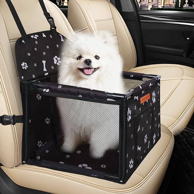 Dog Car Seat Puppy Portable Pet Booster Car Seat with Clip-On Safety Leash and Stable Fram, Anti-Collapse,Perfect for Small Pets