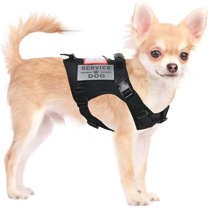 Tactical Service Dog Harness Vest,K9 Adjustable Work Water-Resistant Military Comfortable Molle Handle with Extenrder Strap (S, Black)