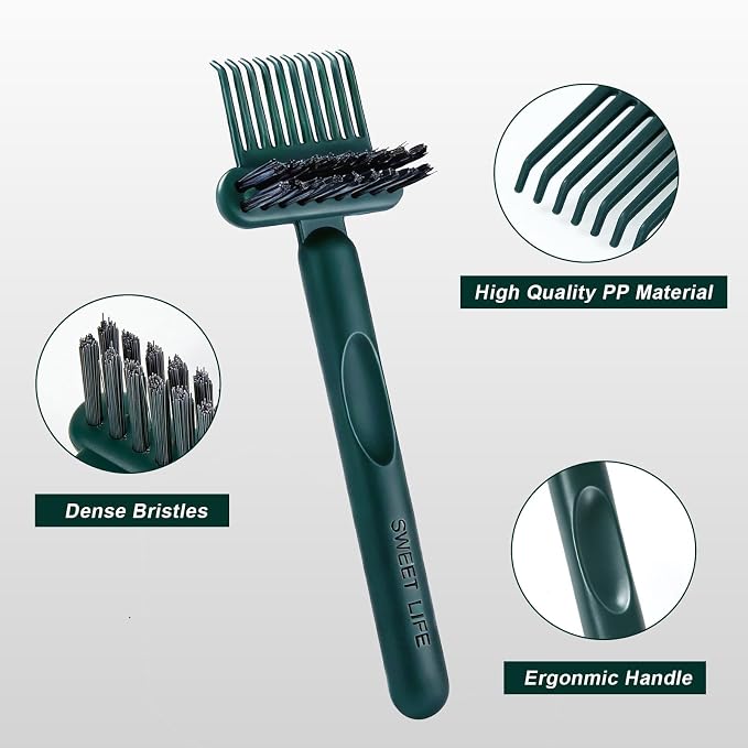 Hair Brush Comb Cleaning Tool Comb,2-in-1 Hair Brush Cleaner Tool, Portable Remover Rake for Removing Hair Dust, Home and Salon Use (Sage Green)
