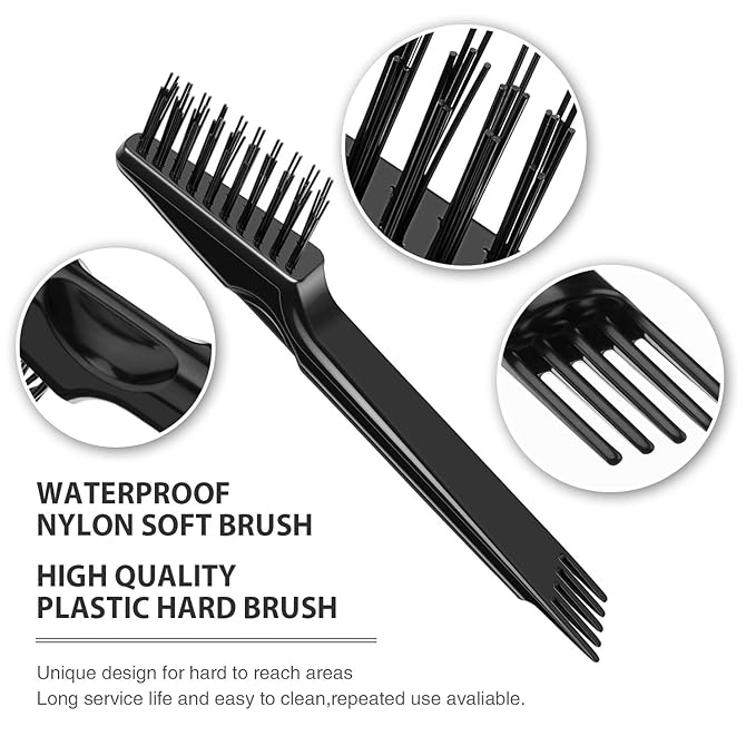 Boao 2 Pack Hair Brush Cleaning Tool,2-in-1 Comb Rake and Brush Cleaner for Removing Hair,Dust and Buildup,Mini Hairbrush Accessory for Home&salon(Black, Wood Color,Polished Wooden Handle Rake)