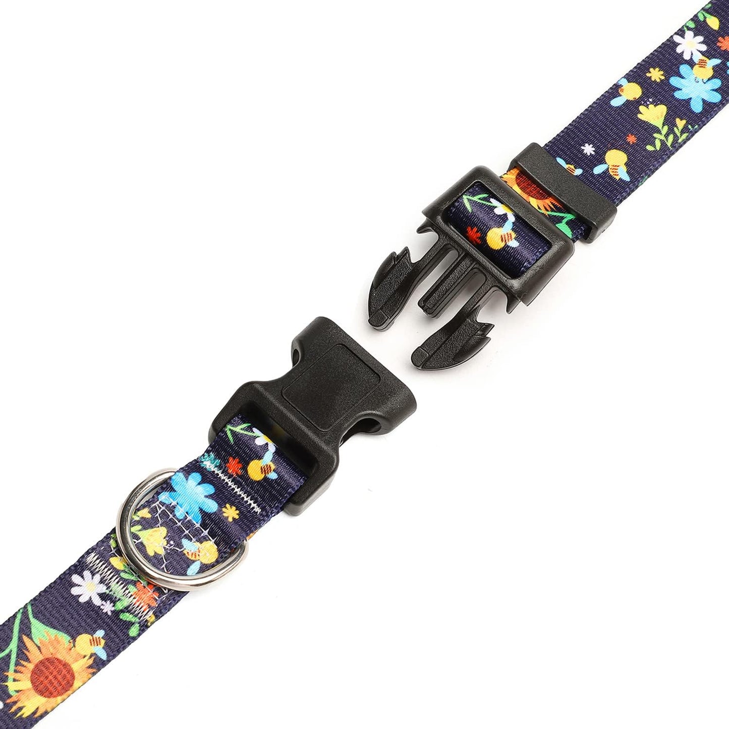 Mercano Adjustable Dog Collar - Special Design Patterns, Soft Nylon Comfortable Sturdy Pet Collar for Small Medium Large Dogs (L, Sunflower)
