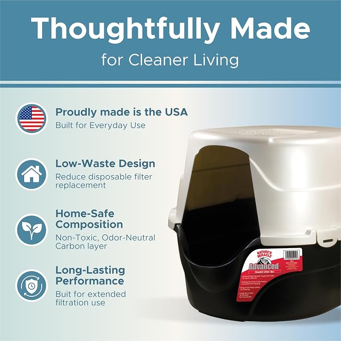 Fresh Headquarters 6-Pack Activated Carbon Cat Litter Box Filter Replacement for Nature's Miracle Oval Box - Charcoal Filters for Hooded Litter Boxes - Odor Control - Made in USA - 8" x 3"