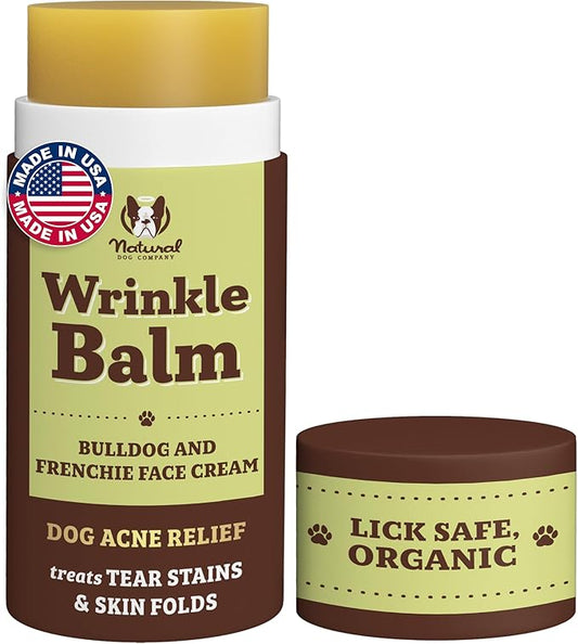 Natural Dog Company Wrinkle Balm for Dogs – Dog Wrinkle Balm for Skin Folds, Facial Creases & Wrinkles, Lick-Safe Wrinkle Cream for Bulldogs, Pugs & Bully Breeds, Daily Winter Skin Care, 2 oz Stick