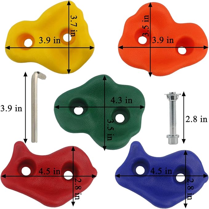 Ogrmar 25 PCS Rock Climbing Holds Set with Mounting Screws and Hardware for DIY Kids Indoor and Outdoor Play Set Use
