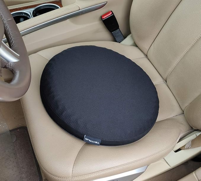 Tektrum Orthopedic Elastic Firm Swivel Gel Seat Cushion Rotatory Chair Pad | 360 Degree Rotation for Home, Office, Chair, Car - Relief for Sweaty Bottom, Hip Pain – Portable, Comfortable (19036)
