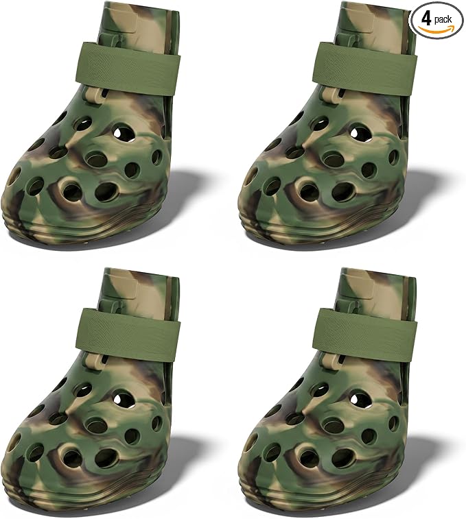 Dog Shoes for Hot Pavement, Breathable Dog Boots Paw Protectors with Adjustable Straps & Non-Slip Sole, Easy On & Off, Waterproof, Easy-Cleaning (Camouflage, XL)
