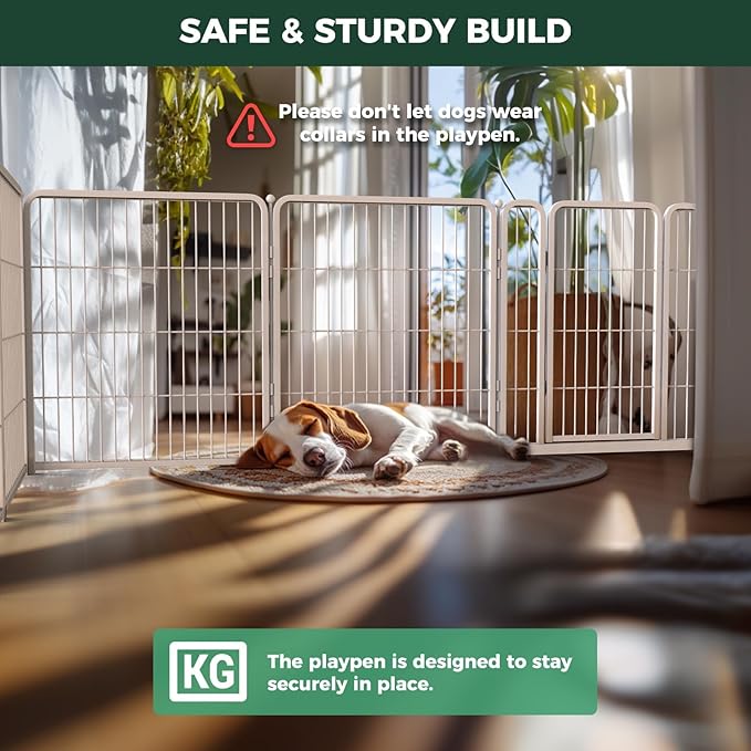 FXW Homeplus Unleashed Indoor Dog Playpen - Stress-Free and Safe Play, Heavy Duty 32 Inch 32 Panels Dog Pen for Small and Medium Dogs, White│Patented