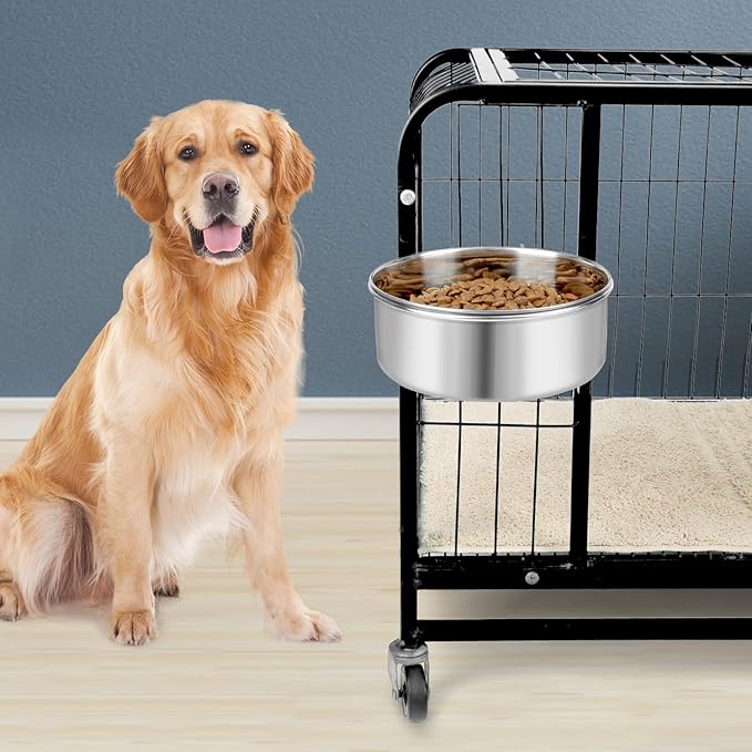 Dog Bowl Stainless Steel Pet Hanging Food Water Bowl Cage Feeding Cup Feeder for Dogs Cats Rabbits Birds Small Animal (X-Large)