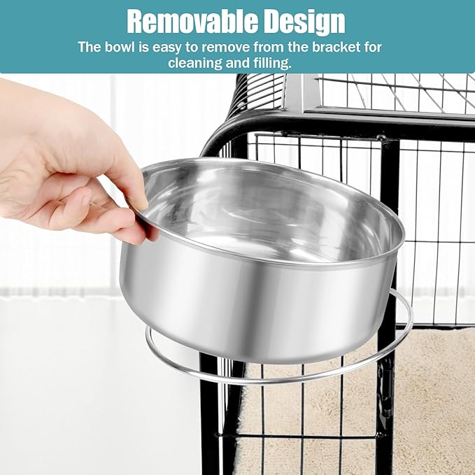 Dog Bowl Stainless Steel Dog Bowls Pet Hanging Food Water Bowl Cage Feeding Cup Feeder for Dogs Cats Rabbits Birds Small Animal (X-Large (2pcs)