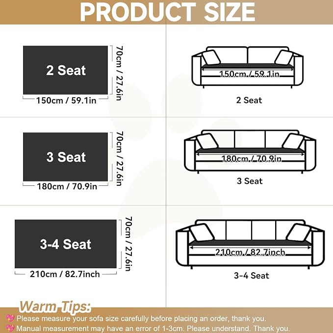 OTOB Sofa Covers for 3 Cushion Couch Washable, All Seasons Non Slip Fuzzy Pet Couch Cover, Soft Plush Geometric Jacquard Sofa Slipcovers, Kids Pet Friendly Dog Bed Mats (Dark Gray, 27.6" x 70.9")