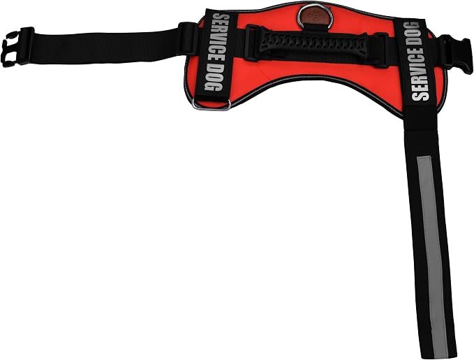 Service Dog Vest Harness – Reflective Service Animal Vest with Handle, No-Pull Adjustable Mesh Padding – XXS–XL – 2 Removable Patches (Large, Red)