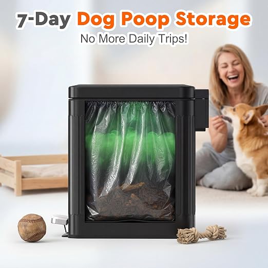 Dog Poop Trash Can Outside - Odor Control & Waterproof, 2.7Gal | Metal Pet Waste Garbage Can with Lid & Foot Pedal - Includes 30 Bags, a Bag Holder, and Lawn Stakes for Outdoor Security