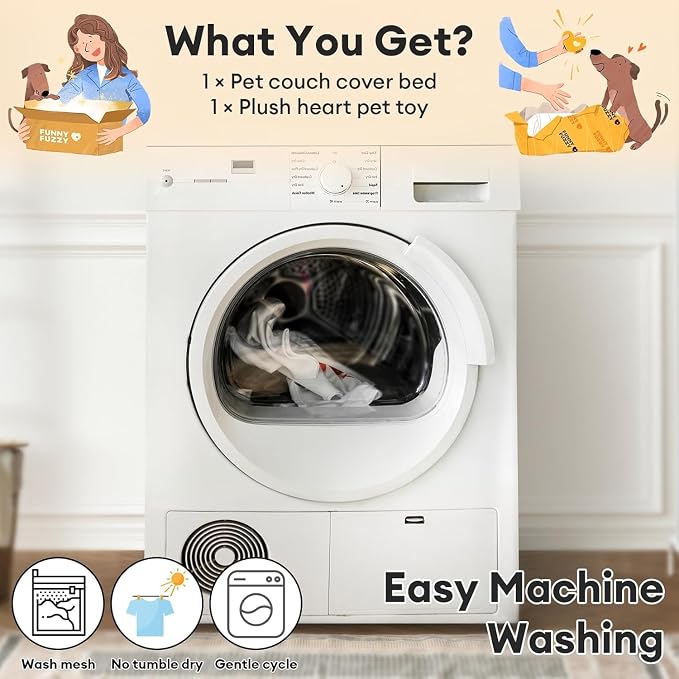FUNNY FUZZY Dog Couch Bed, Calming Washable Cat Sofa Bed Protector Pets Mat for Small Dogs and Cats, Coffee, 27"×22"×4.7"