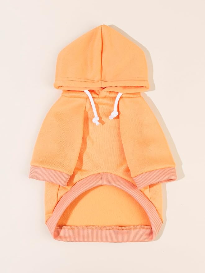 QWINEE Basic Dog Hoodie Sweatshirt Puppy Sweater Warm Cat Costumes Pet Clothes for Chihuahua Puppy Kitten Small Medium Dogs Orange X-Large