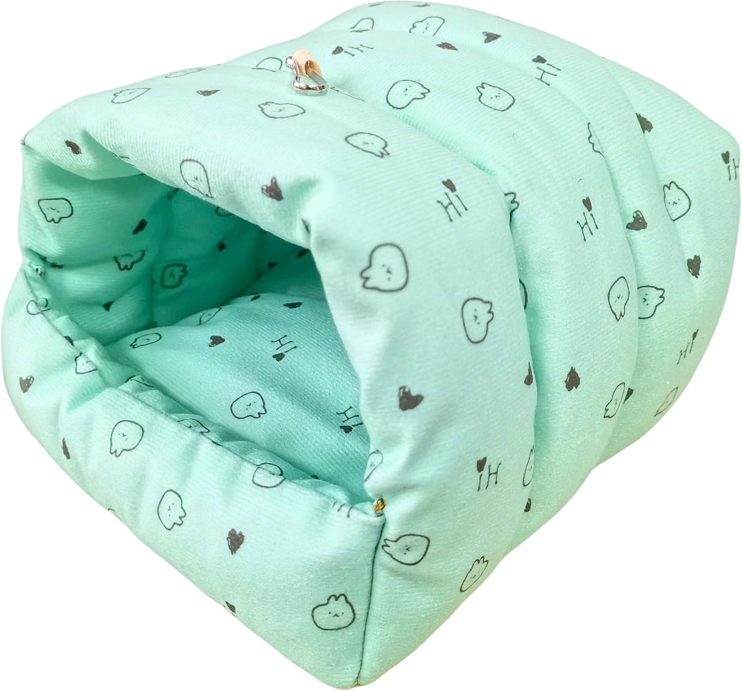 WowowMeow Guinea Pigs Bed,Hamster Bed,Soft Sleep Mat Pad and Warm Cave for Rats,Rabbit,Chinchillas,Hedgehog,Squirrel and Other Small Animals (L, Heart-Green)
