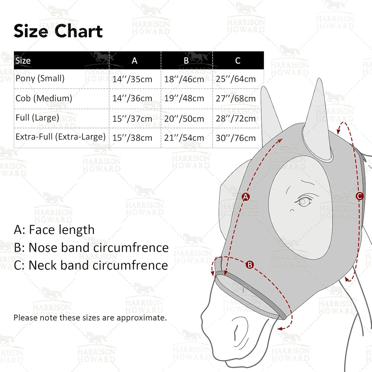 Harrison Howard Super Comfort Stretchy Fly Mask Large Eye Space with UV Protection Soft on Skin with Breathability Geo Feather S