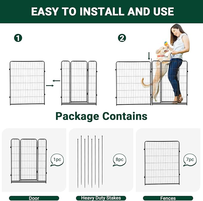 Dog Playpen,40 inch(H) 21 Ft(L) 8 Panels Dog Fence Indoor/Outdoor,Heavy Duty Metal Pet Puppy Exercise Pen, Wide Door Low Threshold,Portable Pet Playpen for Rv Camping Garden Yard