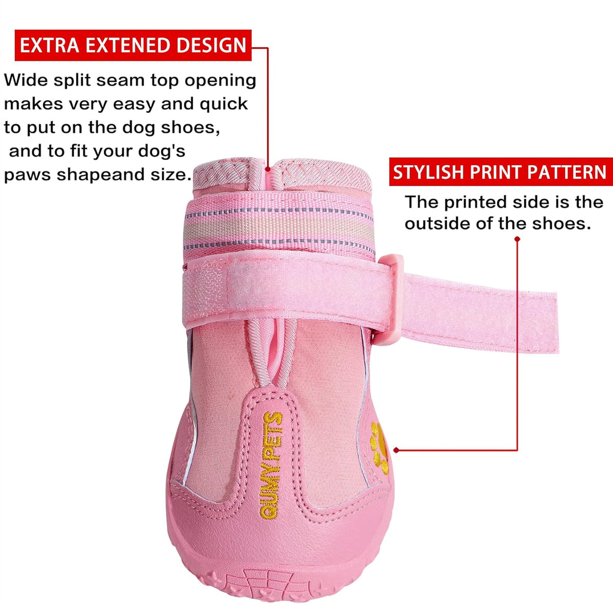 QUMY Dog Shoes for Large Dogs, Medium Dog Boots & Paw Protectors for Winter Snowy Day, Summer Hot Pavement, Water-Resistant in Rainy Weather, Outdoor Walking, Indoor Hardfloors Skid-Resistant Sole