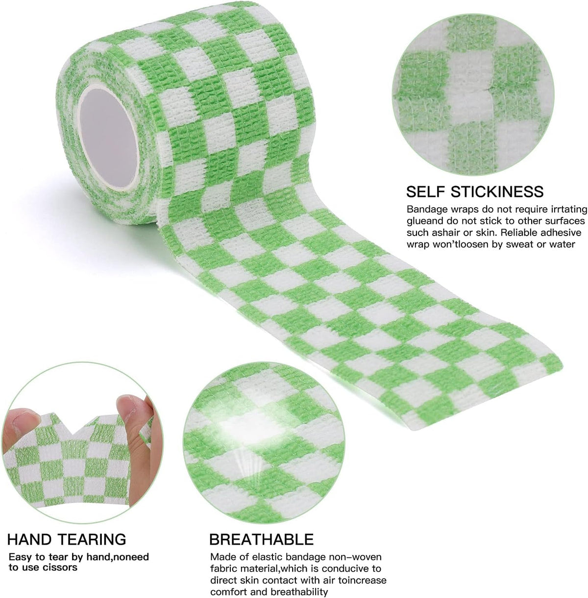Vet Wrap Self Adhering Bandage Wrap Cohesive Bandage Multi-Function Wrap Tape for Dogs Cats Horses Birds Animals Non-Woven Strong Sports Tape for Wrist Healing Ankle Sprain & Swelling 6 Rolls
