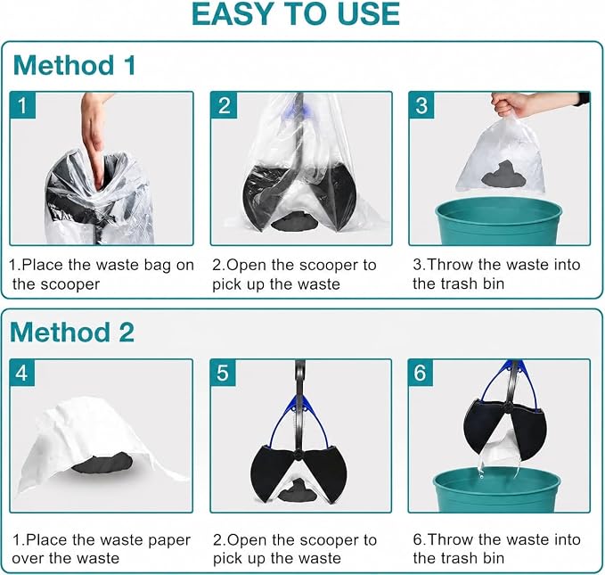 28 Inch Heavy Duty Foldable Pooper Scooper for Large, Medium & Small Dogs, Durable Springs, Interlocking Serrated Jaws, One-Hand Operation, Premium Outdoor Waste Pick-Up Tool
