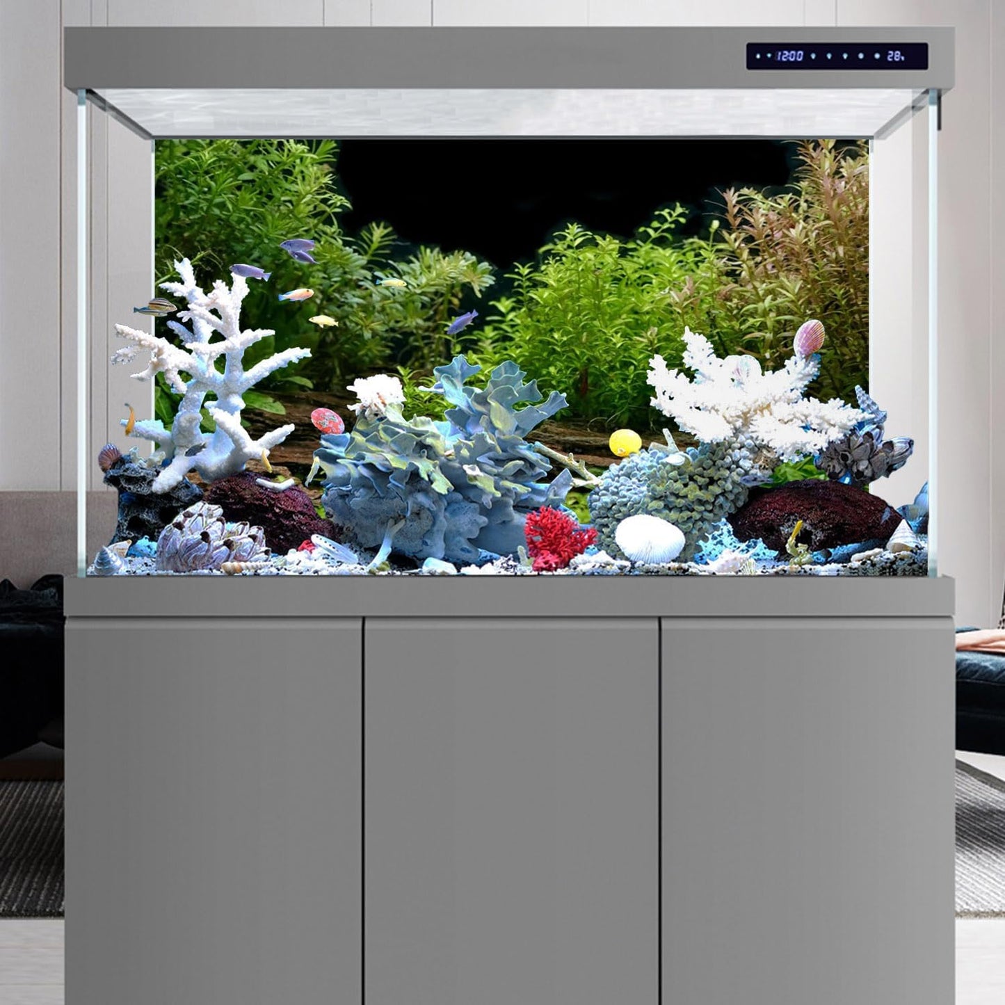 AWERT Aquarium Background River Bed & Lake Aquatic Plant Fish Tank Background Vinyl 30x18 inches