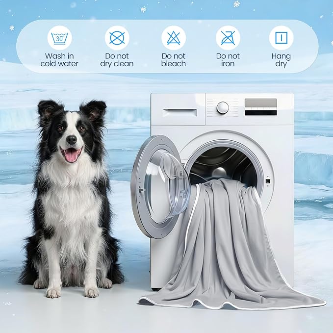Mora Pets Premium Cooling Blanket for Dogs, Q-MAX>0.5 Washable Breathable Cooling Mat, Lightweight Soft Summer Pet Throw Blanket, Furniture Protector Bed Couch Cover for Large Dog Cat, Gray, 60x80