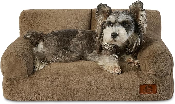 Hollypet Small Dog Large Cat Bed Puppy Couch Beds for Pets up to 25 lbs | Fluffy Dog Cat Couch Plush Soft Warming Pets Beds with Machine Washable Cover and Non-Slip Bottom