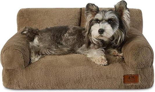 Hollypet Small Dog Large Cat Bed Puppy Couch Beds for Pets up to 25 lbs | Fluffy Dog Cat Couch Plush Soft Warming Pets Beds with Machine Washable Cover and Non-Slip Bottom