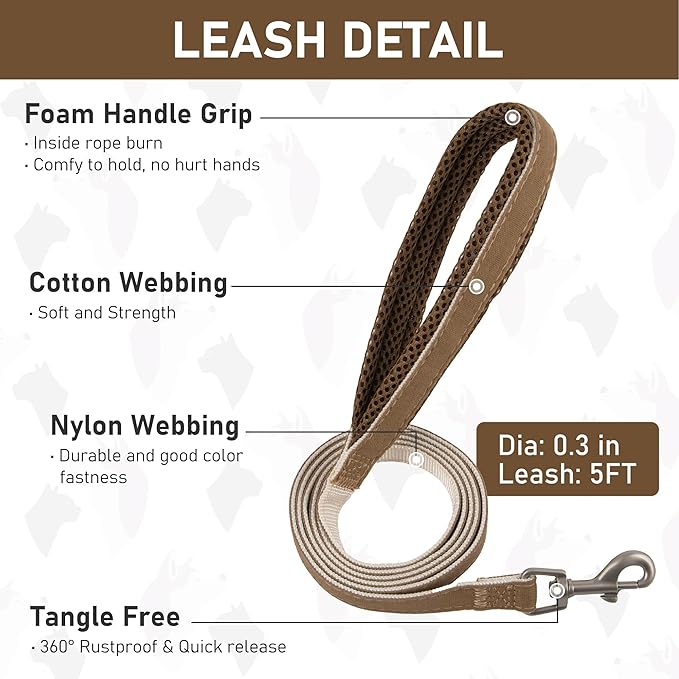GAMUDA Small Pet Harness Collar and Leash Set, Step in No Chock No Pull Linen Fabric Soft Mesh Dog Vest Harnesses Reflective for Dogs Puppy Cats Kitten Rabbit (Brown, M)