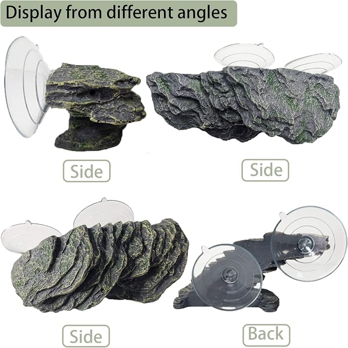kathson Turtle Basking Platform Baby Tortoise Climbing Ramp Shale Reptiles Dock Resting Terrace Stone Small Aquarium Ornament Rock Landscaping Decoration for Frogs Newts (Small size:6.0”Lx2.7”Wx2.7”H)