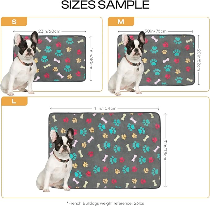 Luciphia 1 Pack 3 Blankets Fluffy Premium Fleece Pet Blanket Flannel Paw Printed Throw for Dog Cat(Large 41x31'', Grey/Brown/Blue)