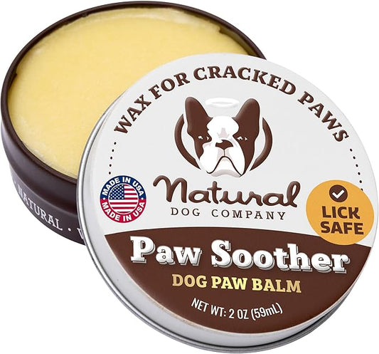 Natural Dog Company Paw Soother Balm & Wax - Dog Paw Balm & Moisturizer for Dry, Cracked Paw Pads, Helps Moisturize & Condition Winter-Worn Paws, Coconut Oil & Calendula, Daily Paws Care, 2 oz Tin