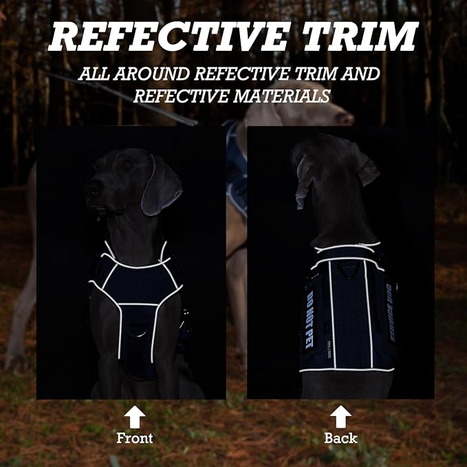 Tactical Dog Harness for Large, No Pull Adjustable Reflective MOLLE Service Dog Harness with Do Not Pet Patches, Military K9 German Shepherd Dog Vest for Training Walking Hunting Green