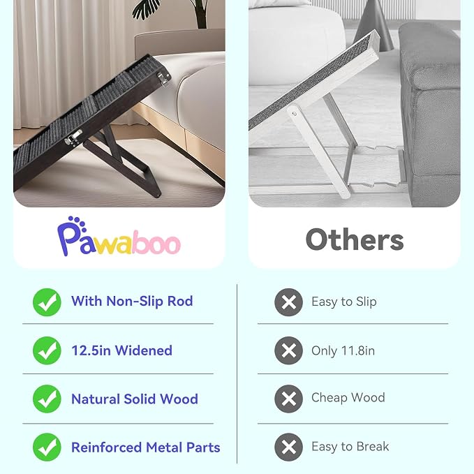 2026 Upgraded Dog Ramp for Couch, Foldable Small Dog Ramp for Sofa, 5 Adjustable Height from 9.8" to 20.5", Portable Stable Pet Step with Non-Slip Pad, Pet Ramps Use for Couch Stairs, Black