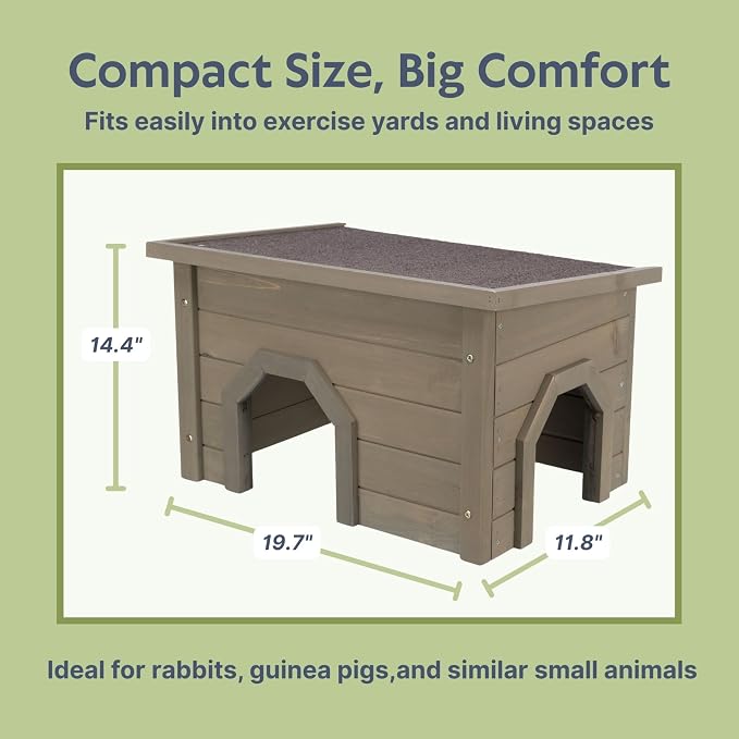 TRIXIE Indoor & Outdoor Small Animal Hideout Shelter for Rabbits and Guinea Pigs, Weatherproof Hide House with Two Entrances, Easy Assembly, Animal-Safe Design